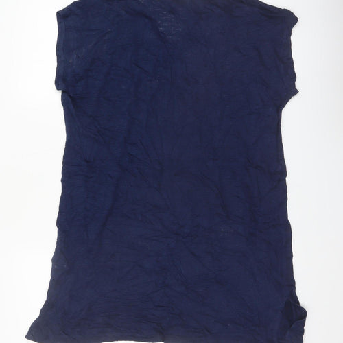 Cynthia Rowley Women's Blue Linen V-Neck Sleeveless Top Size L