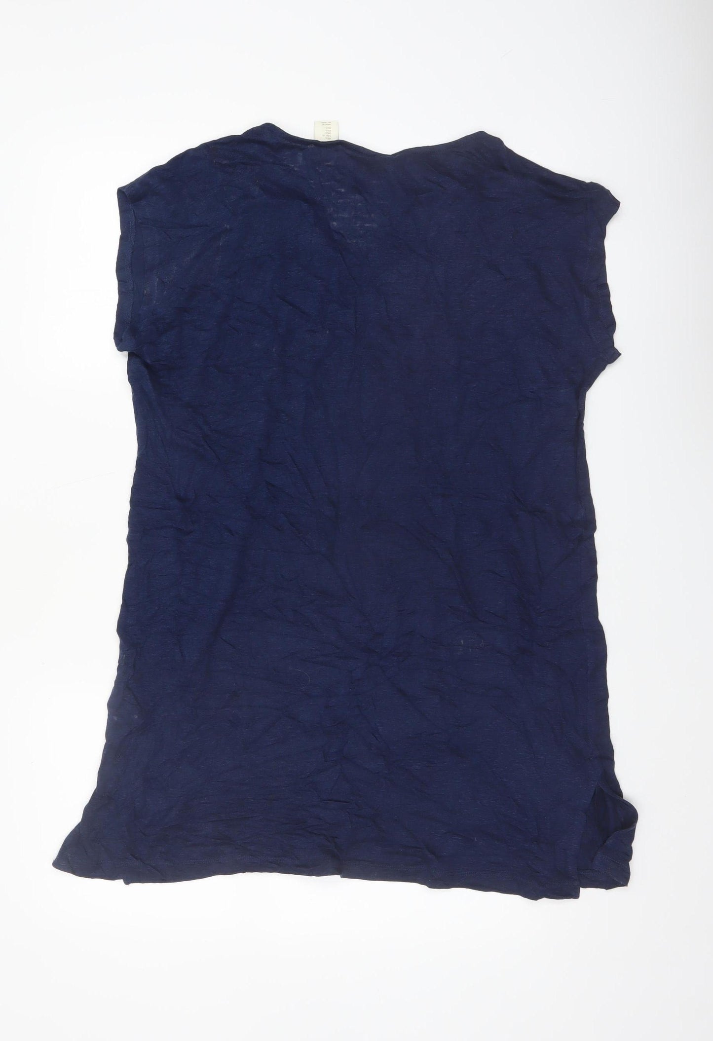 Cynthia Rowley Women's Blue Linen V-Neck Sleeveless Top Size L