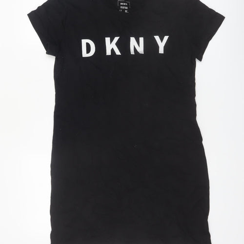 DKNY Women’s Black T-Shirt Dress S Short Sleeve Jersey Logo
