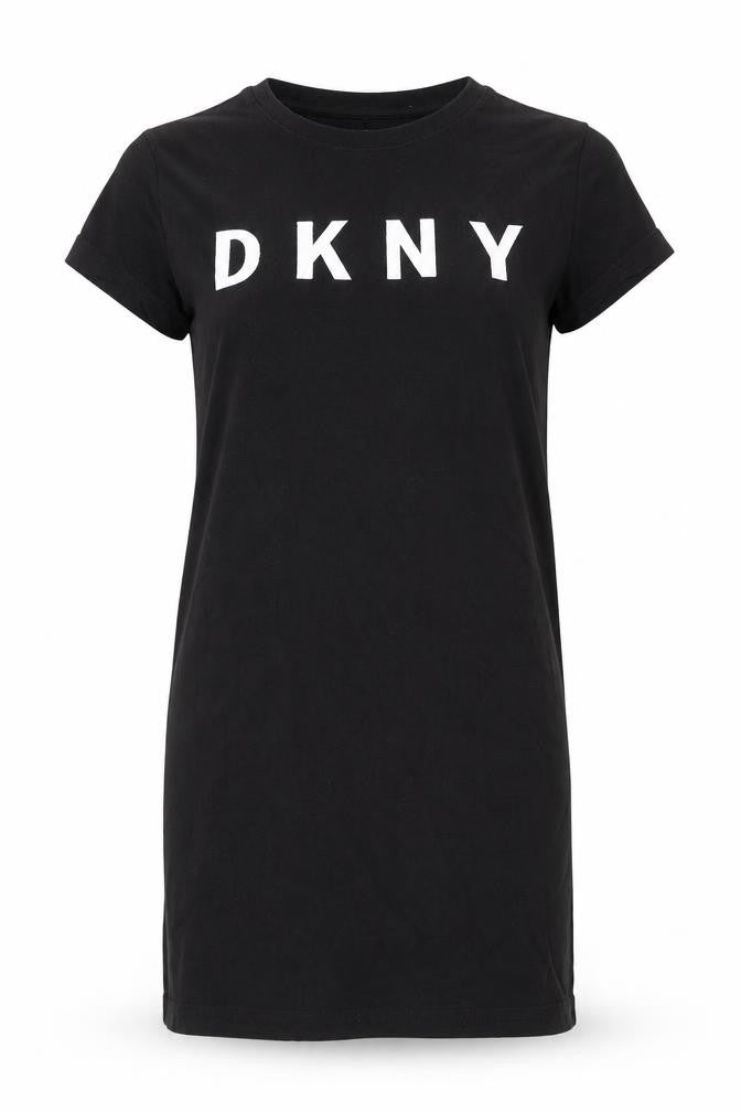 DKNY Women’s Black T-Shirt Dress S Short Sleeve Jersey Logo