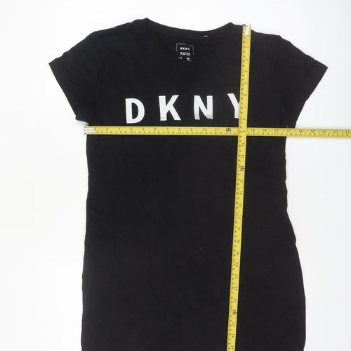 DKNY Women’s Black T-Shirt Dress S Short Sleeve Jersey Logo