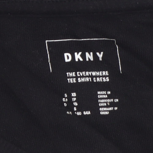DKNY Women’s Black T-Shirt Dress S Short Sleeve Jersey Logo