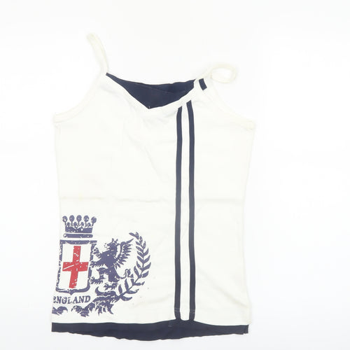 Soccer Babes Women's White England Crest Cotton Camisole Top Size 12