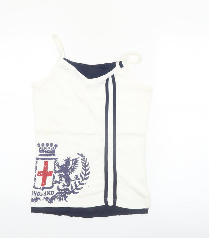 Soccer Babes Women's White England Crest Cotton Camisole Top Size 12