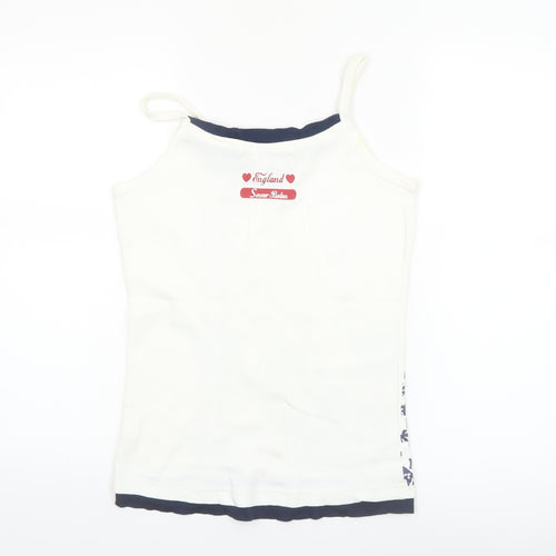 Soccer Babes Women's White England Crest Cotton Camisole Top Size 12