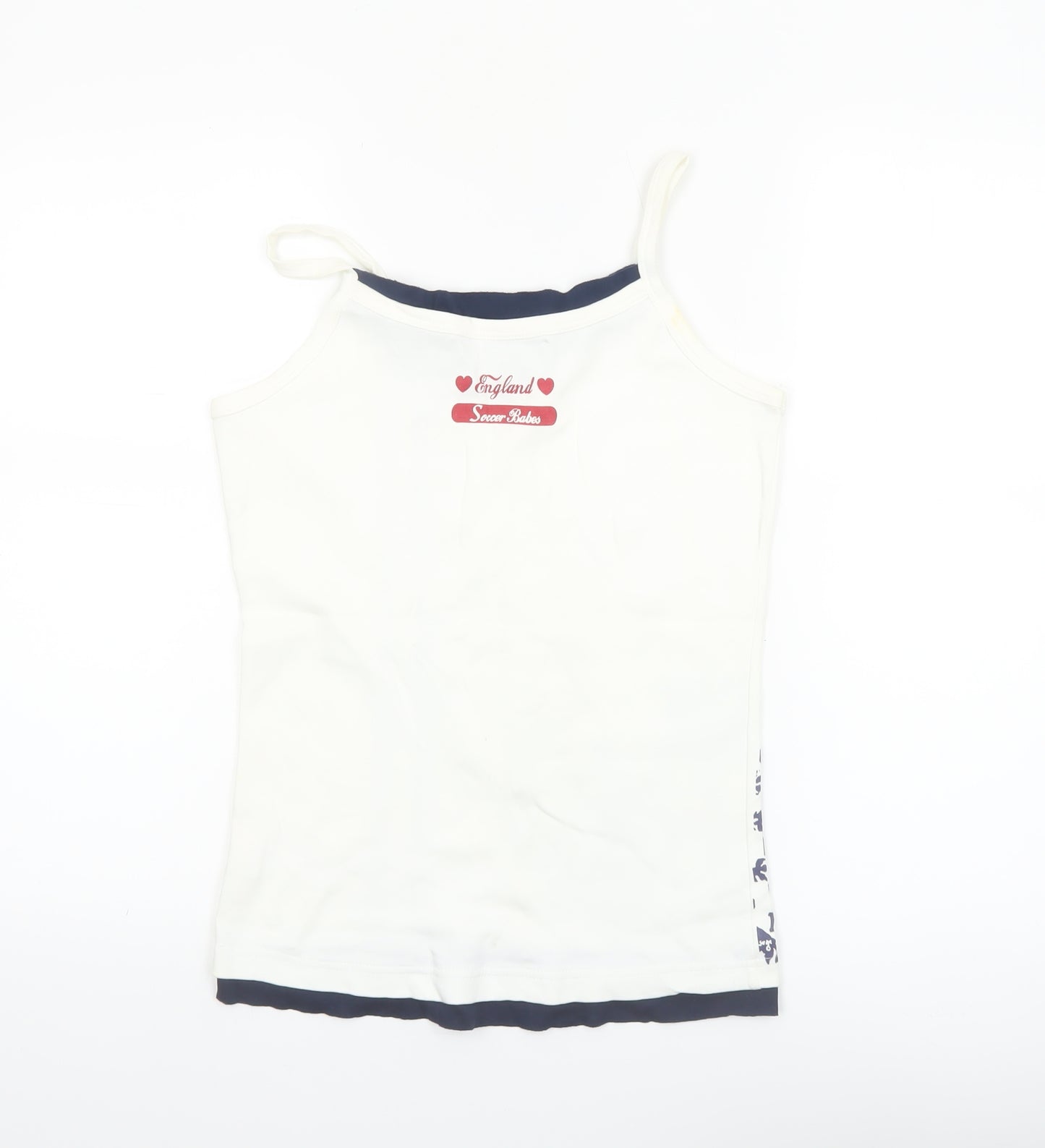 Soccer Babes Women's White England Crest Cotton Camisole Top Size 12