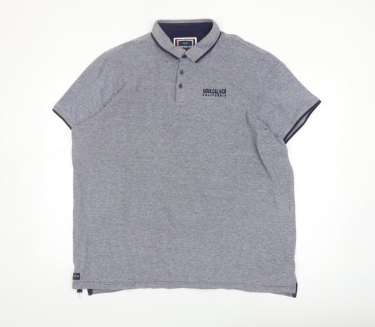 SoulCal & Co Men's Grey 3XL Cotton Short Sleeve Polo Shirt