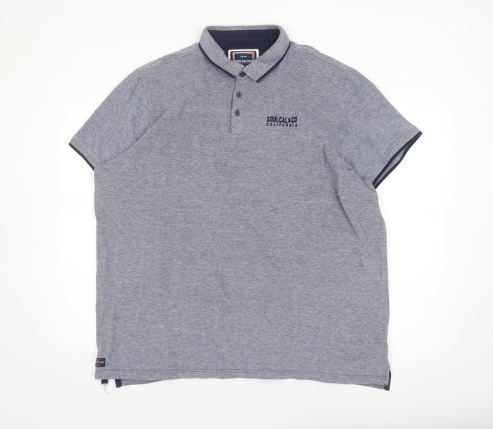 SoulCal & Co Men's Grey 3XL Cotton Short Sleeve Polo Shirt