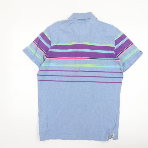 Superdry Men's Blue Striped Cotton Polo Shirt Size XL Classic Fit