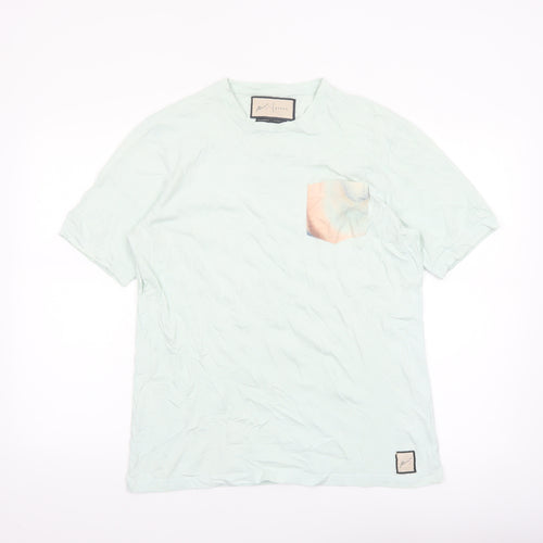 Prévu Men’s Mint Green Crew Neck Cotton Pocket T-Shirt Size L