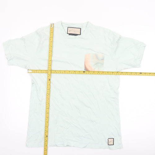 Prévu Men’s Mint Green Crew Neck Cotton Pocket T-Shirt Size L