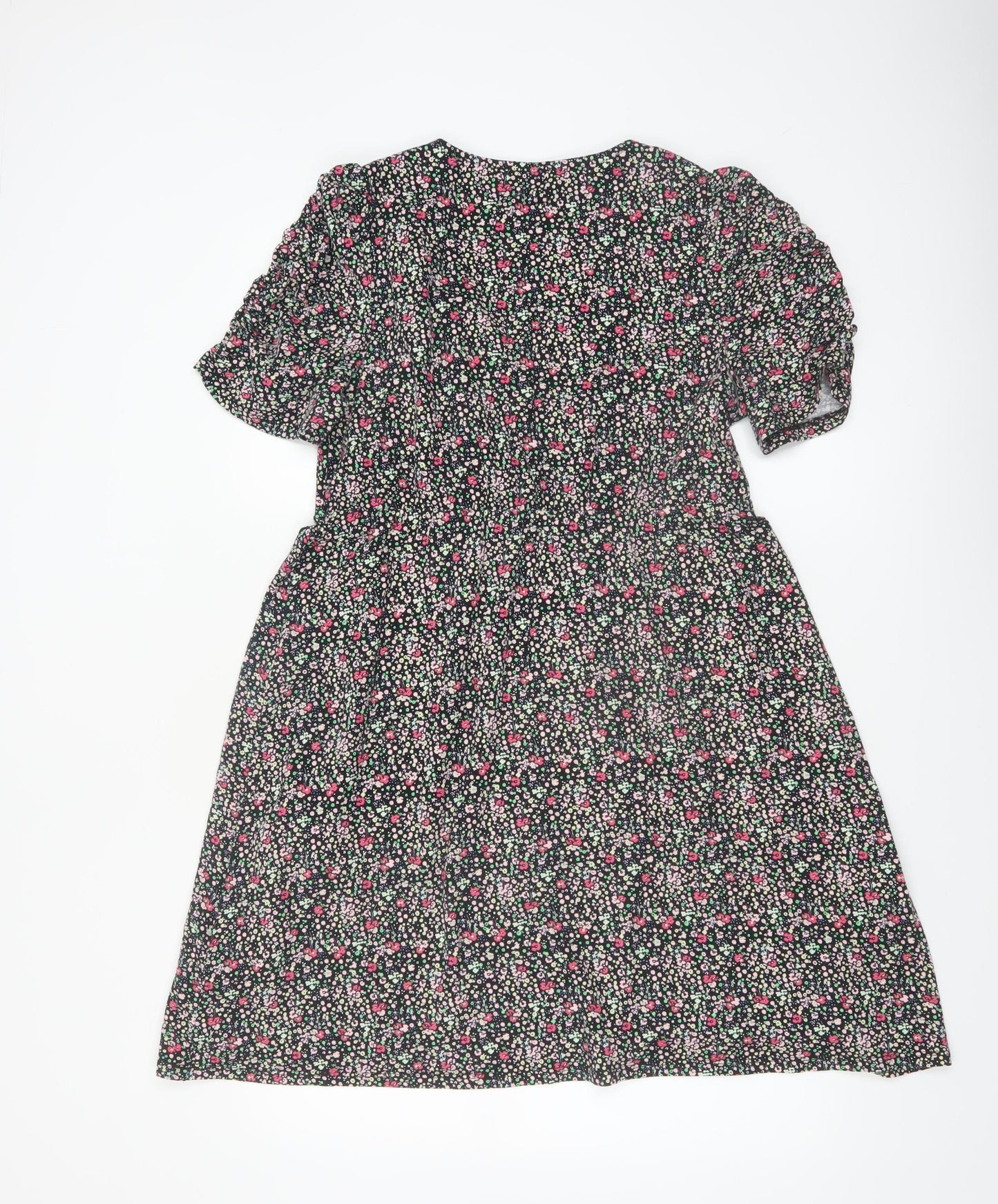 Red Herring Womens Black Floral A-Line Knee Length Dress Size 14