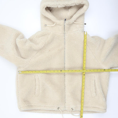 Primark Women Beige XL Hooded Fleece Zip Jacket Winter Warm