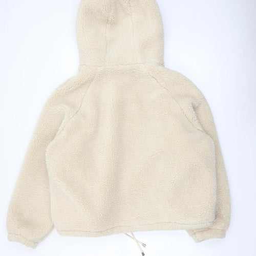 Primark Women Beige XL Hooded Fleece Zip Jacket Winter Warm