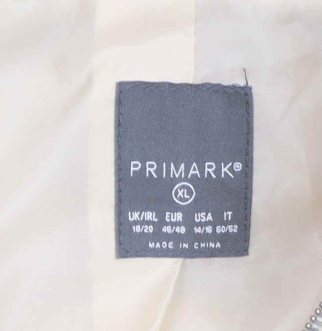 Primark Women Beige XL Hooded Fleece Zip Jacket Winter Warm