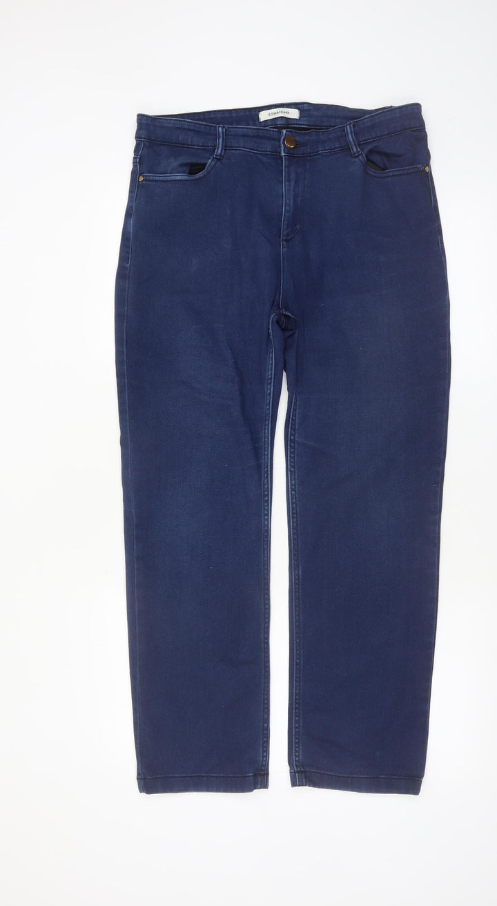 Marks and Spencer Women's Blue Straight Leg Stretch Jeans Size 14