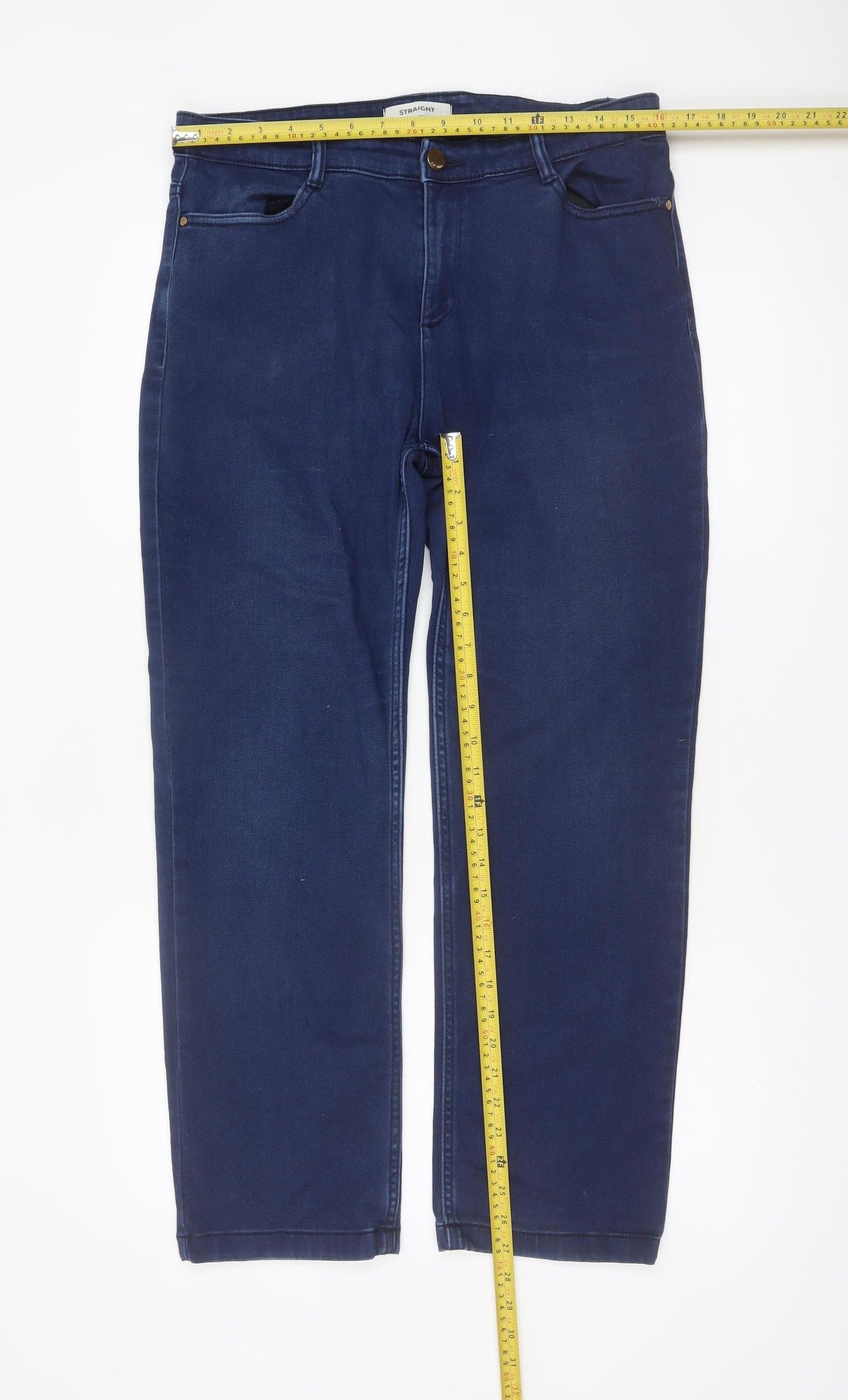 Marks and Spencer Women's Blue Straight Leg Stretch Jeans Size 14