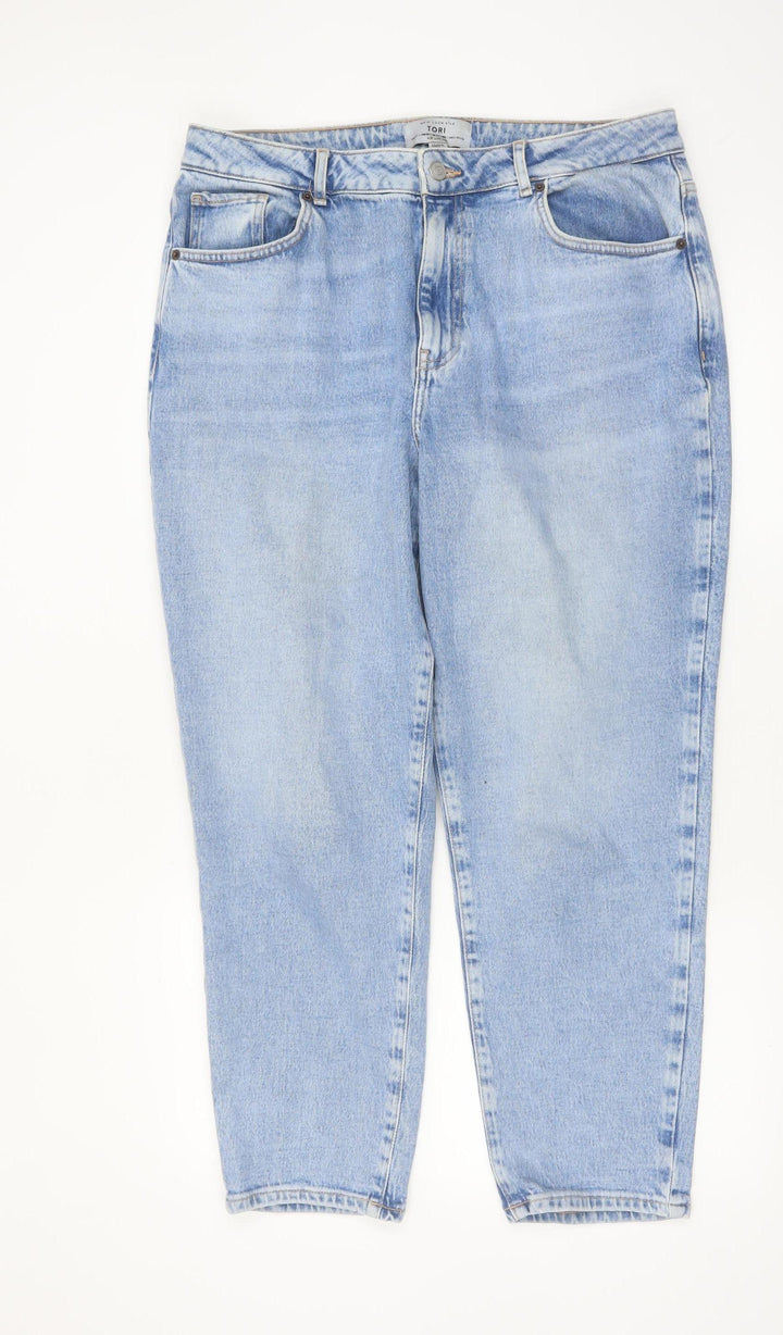 New Look Women’s Blue Mom Jeans Size 16 High Rise Ankle Grazer Denim