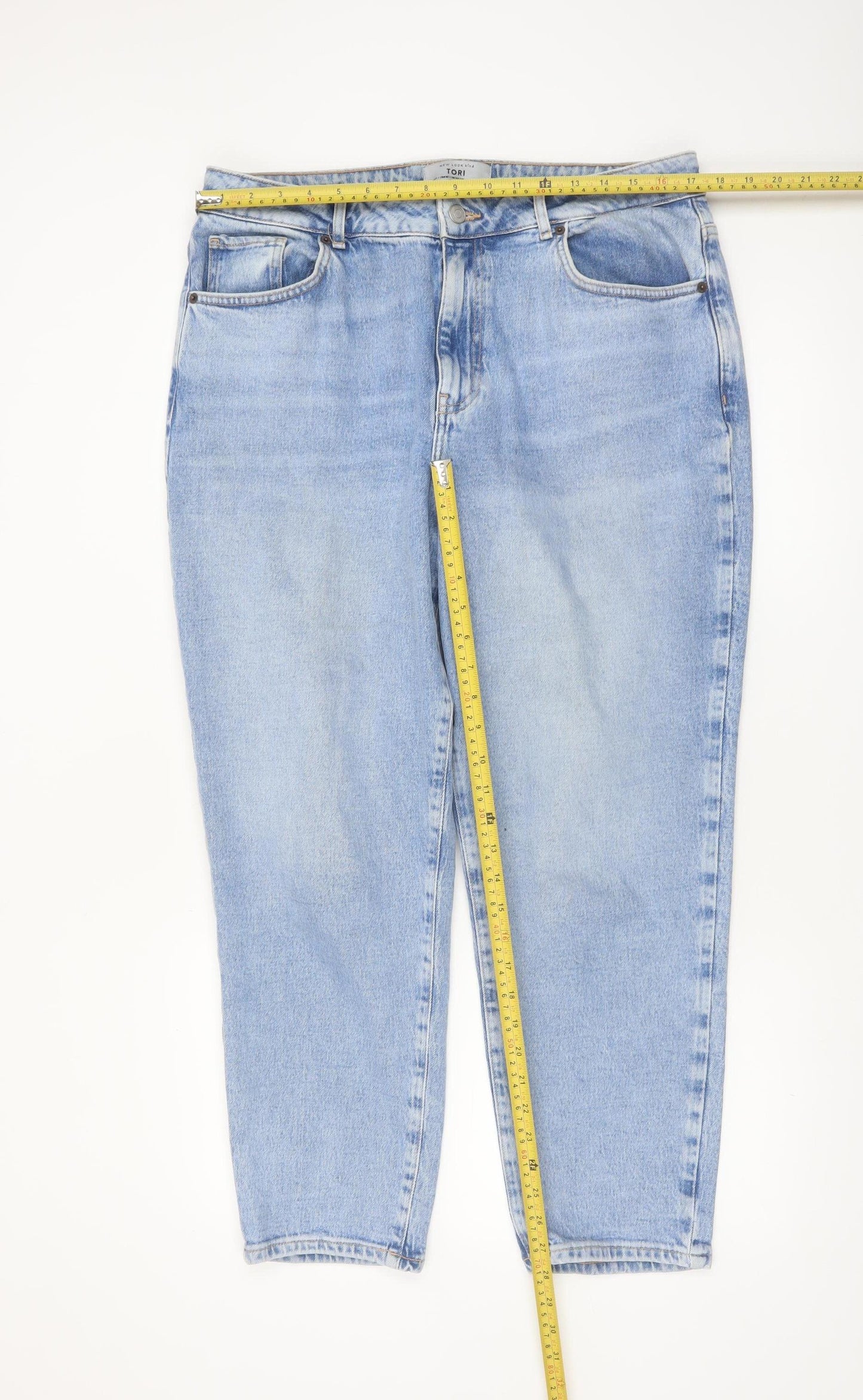 New Look Women’s Blue Mom Jeans Size 16 High Rise Ankle Grazer Denim