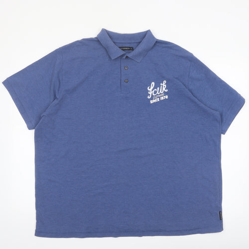 French Connection Men's Blue XL Polo Shirt Cotton Short Sleeve