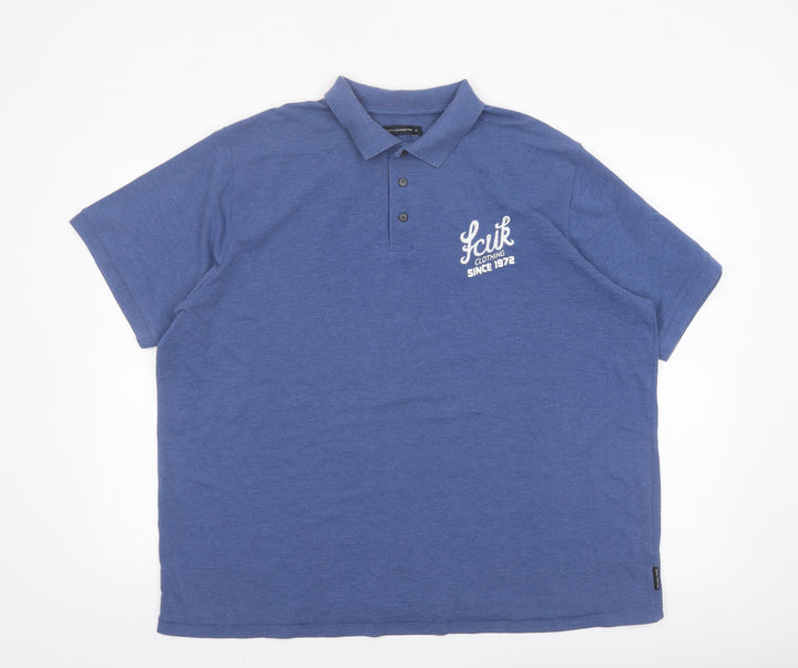 French Connection Men's Blue XL Polo Shirt Cotton Short Sleeve