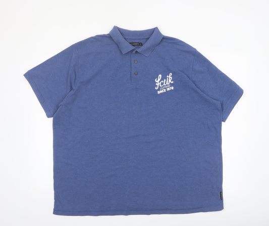 French Connection Men's Blue XL Polo Shirt Cotton Short Sleeve