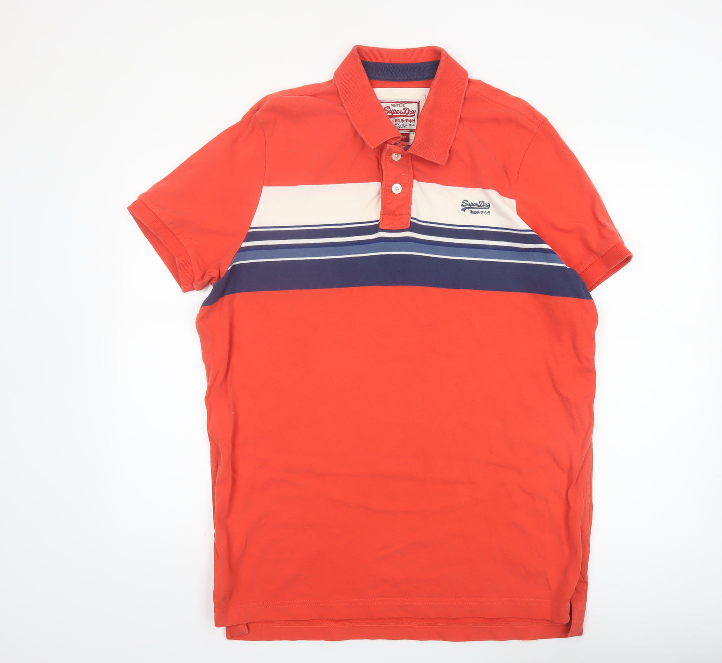 Superdry Mens Red XX Large Vintage Stripe Cotton Polo Shirt