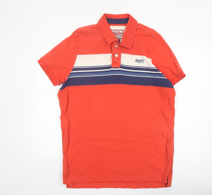 Superdry Mens Red XX Large Vintage Stripe Cotton Polo Shirt