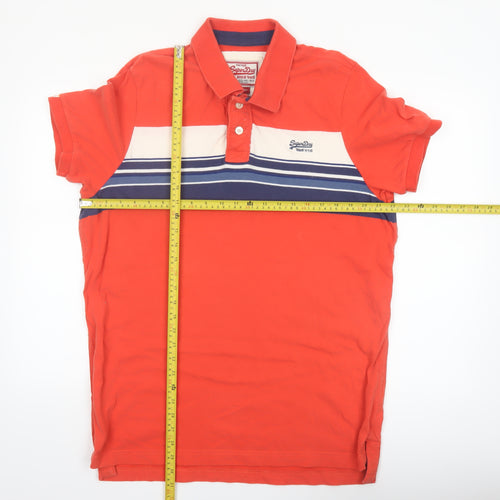 Superdry Mens Red XX Large Vintage Stripe Cotton Polo Shirt