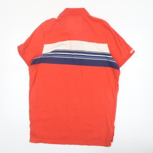 Superdry Mens Red XX Large Vintage Stripe Cotton Polo Shirt