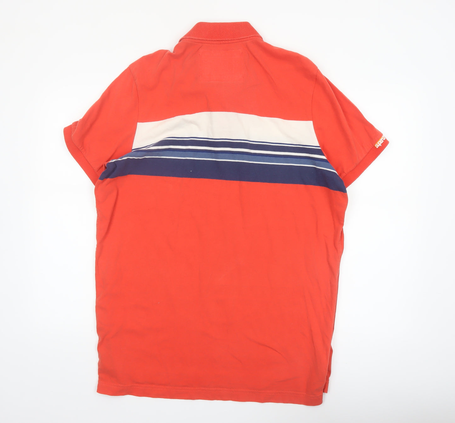 Superdry Mens Red XX Large Vintage Stripe Cotton Polo Shirt