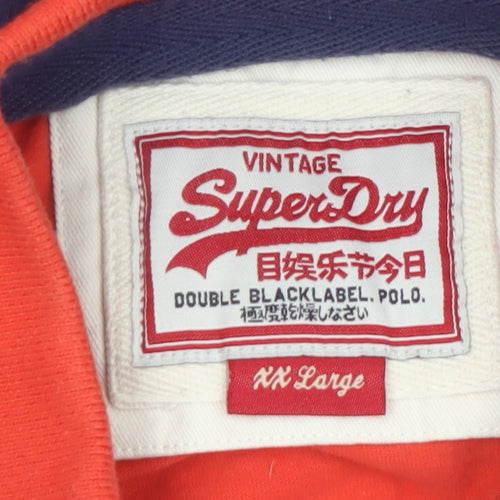 Superdry Mens Red XX Large Vintage Stripe Cotton Polo Shirt