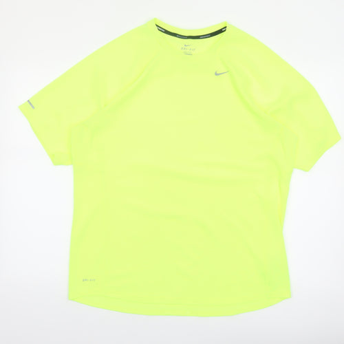 Nike Men's Yellow Dri-FIT Short Sleeve Running T-Shirt Size L