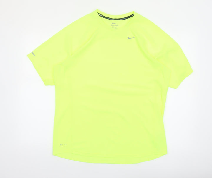 Nike Men's Yellow Dri-FIT Short Sleeve Running T-Shirt Size L