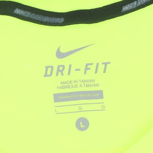 Nike Men's Yellow Dri-FIT Short Sleeve Running T-Shirt Size L
