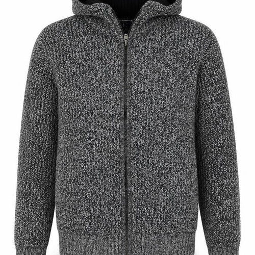 Kensington Eastside Men's Grey Chunky-Knit Full Zip Hooded Jumper L
