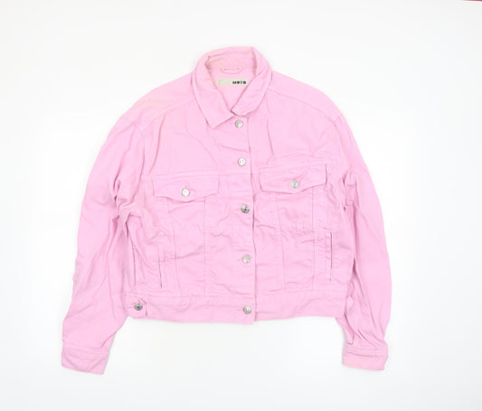 Topshop Moto Pink Cotton Cropped Denim Jacket Womens Size 10
