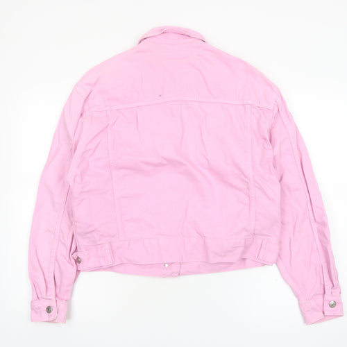 Topshop Moto Pink Cotton Cropped Denim Jacket Womens Size 10