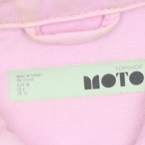 Topshop Moto Pink Cotton Cropped Denim Jacket Womens Size 10