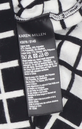 Karen Millen Women's Black Check Knit Bodycon Midi Dress Size S