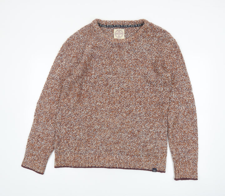 Fat Face Mens Brown Chunky Knit Cotton Wool Jumper Size S