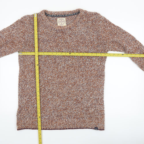 Fat Face Mens Brown Chunky Knit Cotton Wool Jumper Size S