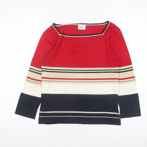 NEXT Women’s Multicoloured Striped Boat Neck Petite Jumper UK 10