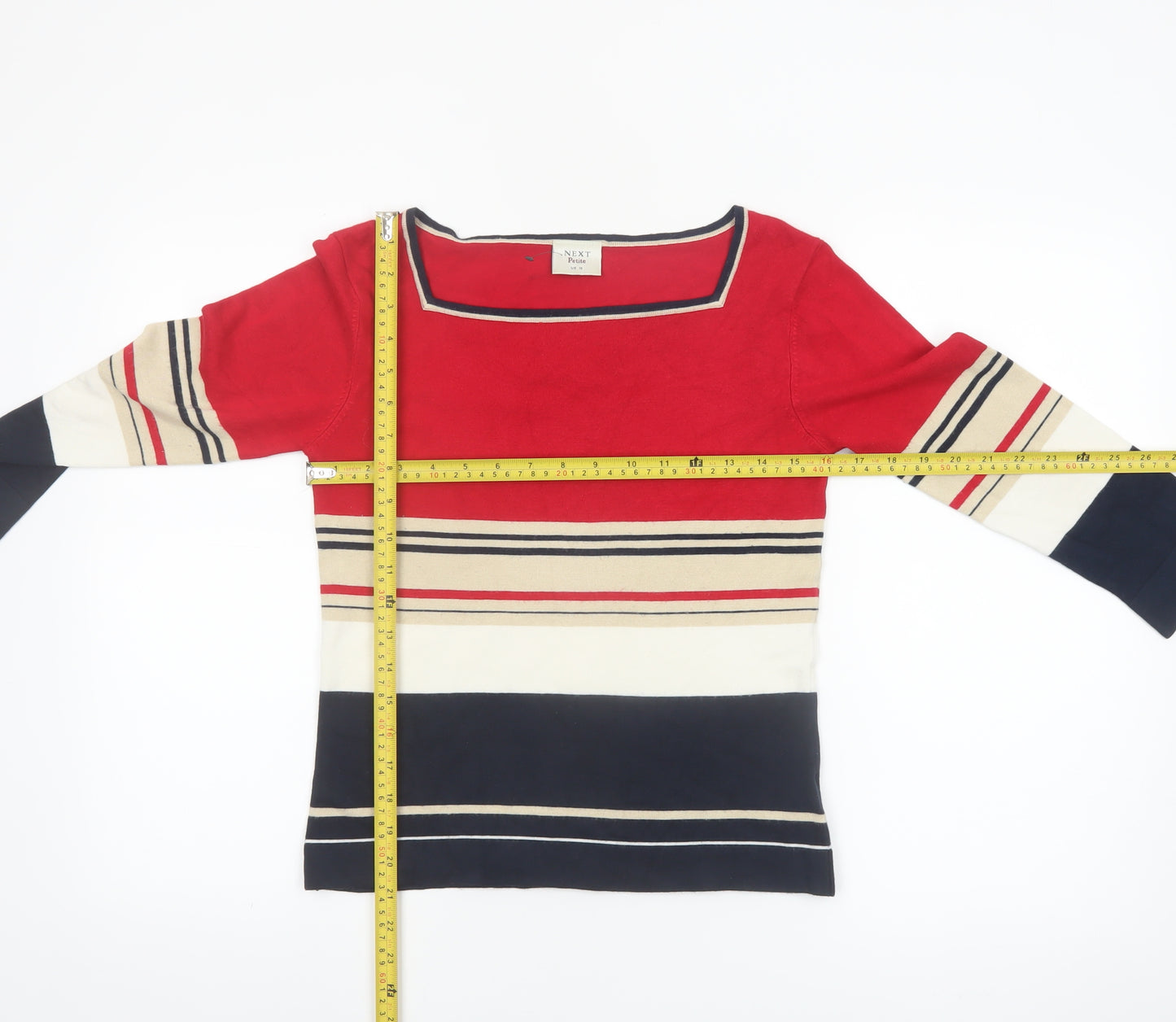 NEXT Women’s Multicoloured Striped Boat Neck Petite Jumper UK 10