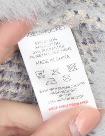 Angel & Rocket Girls Grey Leopard Print Fluffy Pullover Jumper 9-10 Years