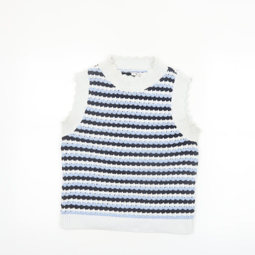 Tu Women’s Multicoloured Striped Knit Sleeveless Mock Neck Vest Size 10