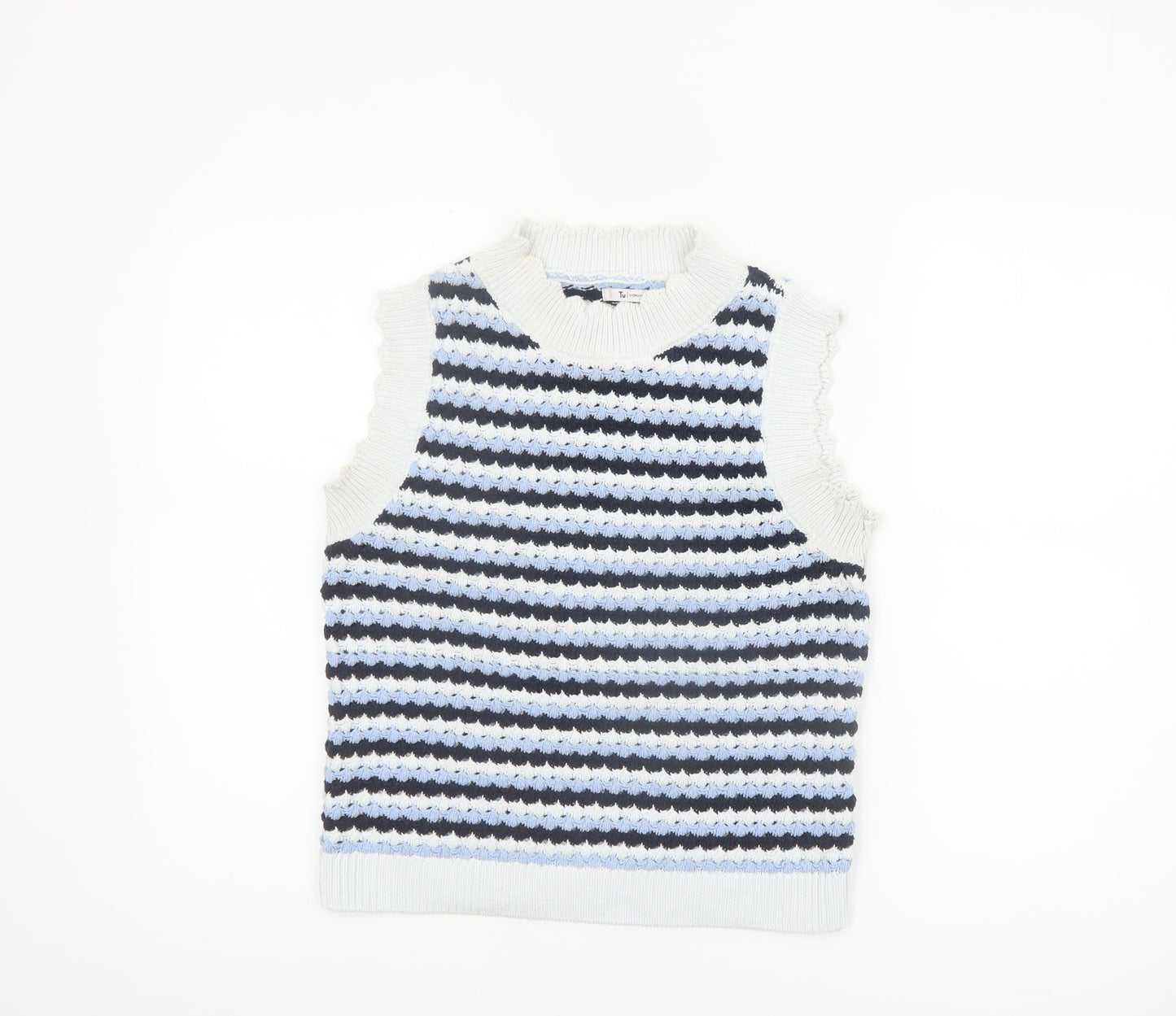 Tu Women’s Multicoloured Striped Knit Sleeveless Mock Neck Vest Size 10