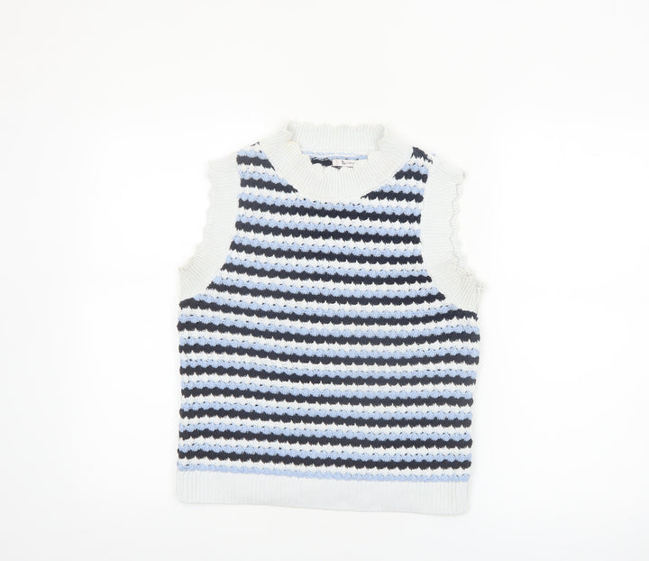 Tu Women’s Multicoloured Striped Knit Sleeveless Mock Neck Vest Size 10