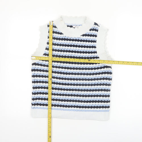 Tu Women’s Multicoloured Striped Knit Sleeveless Mock Neck Vest Size 10