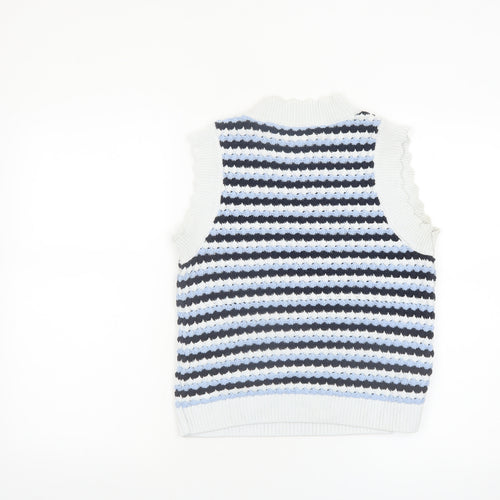 Tu Women’s Multicoloured Striped Knit Sleeveless Mock Neck Vest Size 10